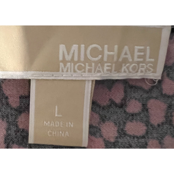 Michael Kors Top Womens Size L Red Animal Print Long Sleeve Pullover Keyhole - Picture 2 of 8